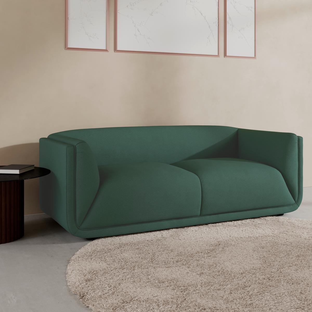 Pohovka HEVI, zelený samet, max. 360 kg - černá/zelená, Moderní, dřevo/textil (197/73/86cm) - Bessagi Home