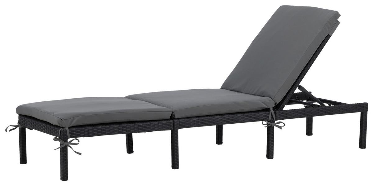 Sonnenliege Bilbao Kunststoffgeflecht - Schwarz, KONVENTIONELL, Kunststoff (59/84/198cm) - Gardenson