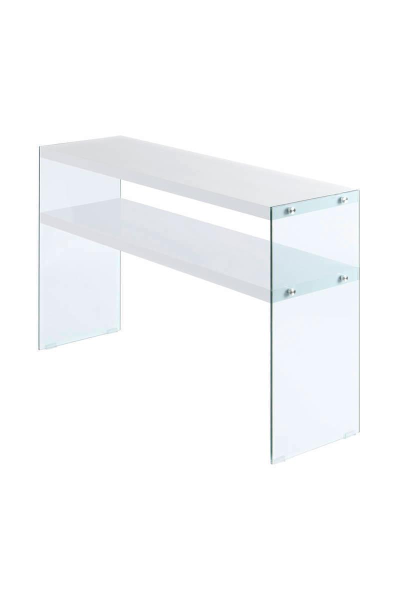 Beistelltisch mit Ablage Elementary Weiß - Klar/Weiß, Basics, Glas/Holzwerkstoff (32/110/75cm) - Kayoom