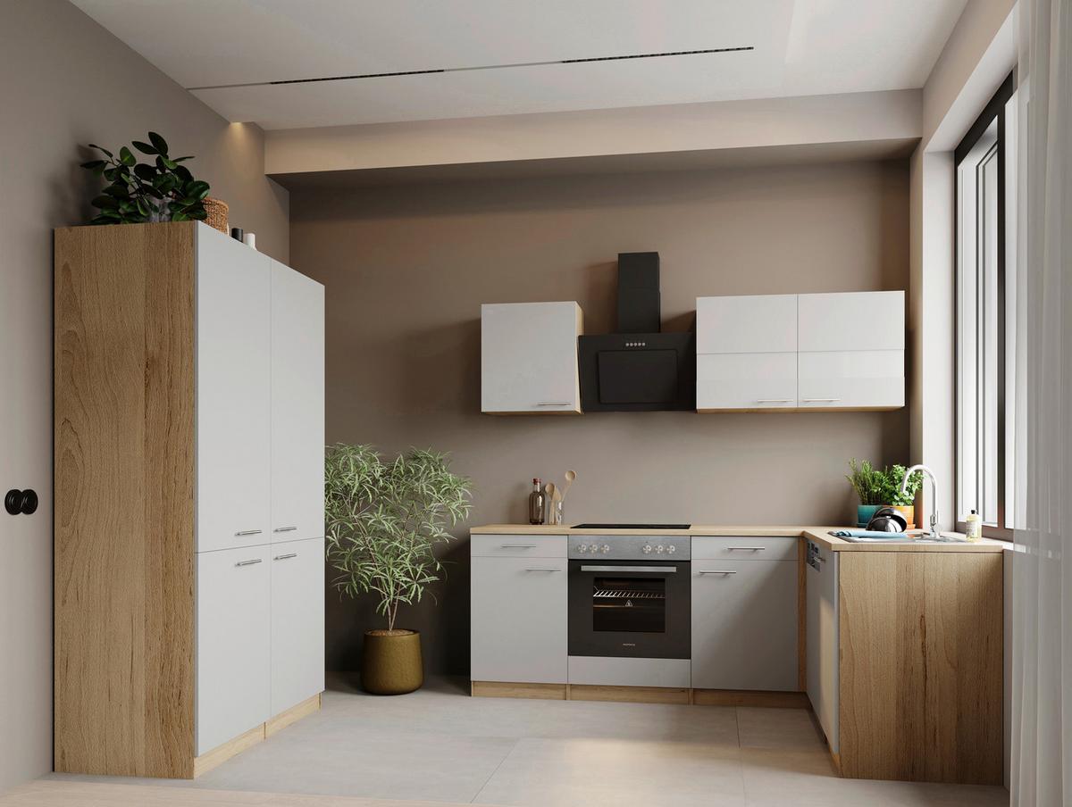 ECKKÜCHE Merle, Weiß S: 340x172 cm - Eichefarben/Weiß, Trend, Holzwerkstoff (340/172cm) - Respekta