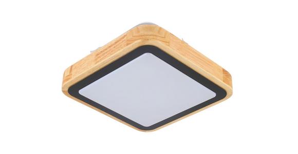 LED-Deckenleuchte Kida L: 27 cm, 1-Flammig mit Holz - Schwarz/Naturfarben, MODERN, Holz/Kunststoff (27/27/8cm) - Luca Bessoni