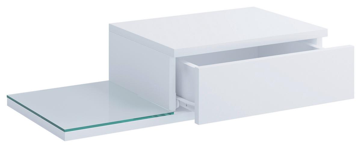 Nachkästchen Weiß H: 15 cm Konsila L - Weiß, MODERN, Glas/Holzwerkstoff (65/15/30cm) - MID.YOU