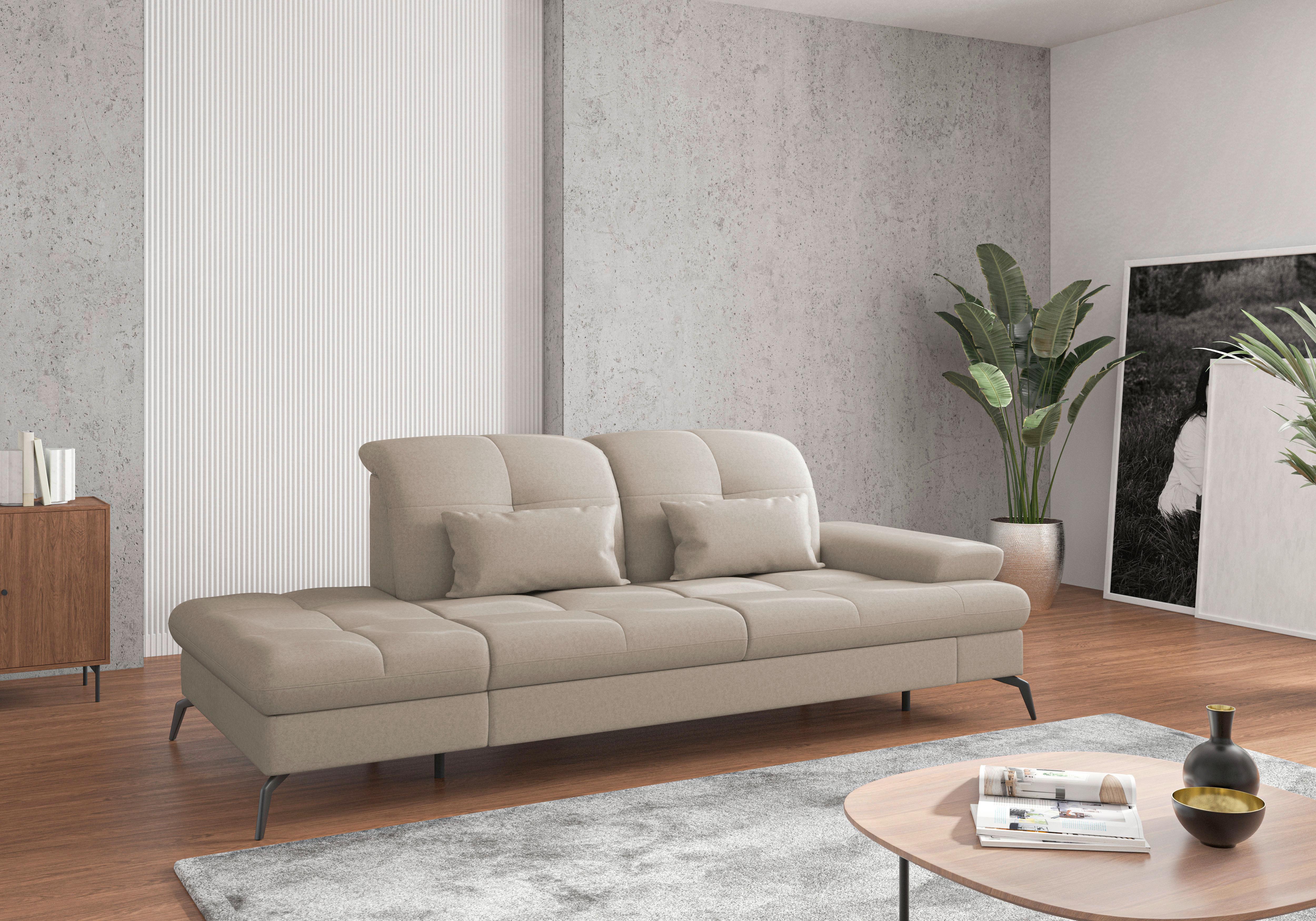 RÉCAMIERE Amica E, Taupe B: 231 cm - Taupe/Schwarz, KONVENTIONELL, Textil (231/90/122cm) - Sit & More