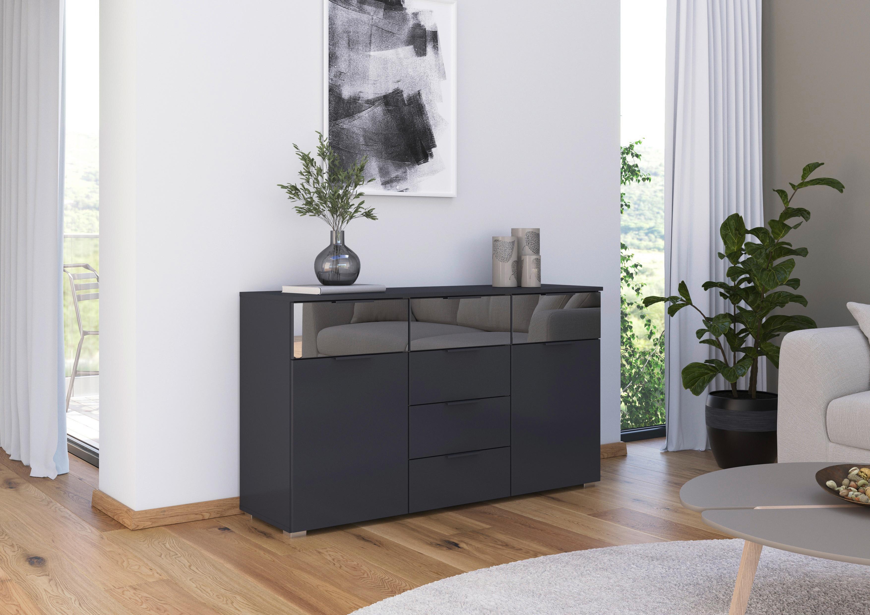 Sideboard Skyla Grau, Grauspiegel B: 140 cm - Alufarben/Grau, MODERN, Glas/Holzwerkstoff (140/81/42cm) - Rauch Möbel