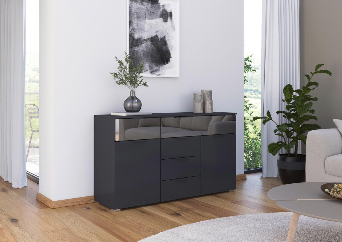 Sideboard Skyla Grau, Grauspiegel B: 140 cm - Alufarben/Grau, MODERN, Glas/Holzwerkstoff (140/81/42cm) - Rauch Möbel