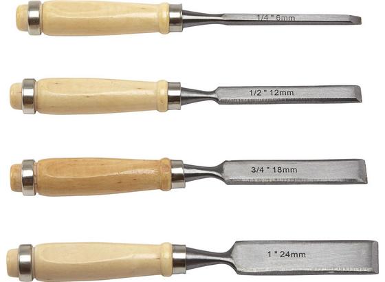 Meißelset 4 teilig - Silberfarben/Naturfarben, KONVENTIONELL, Holz/Metall Meißelset 4 teilig - Silberfarben/Naturfarben, KONVENTIONELL, Holz/Metall