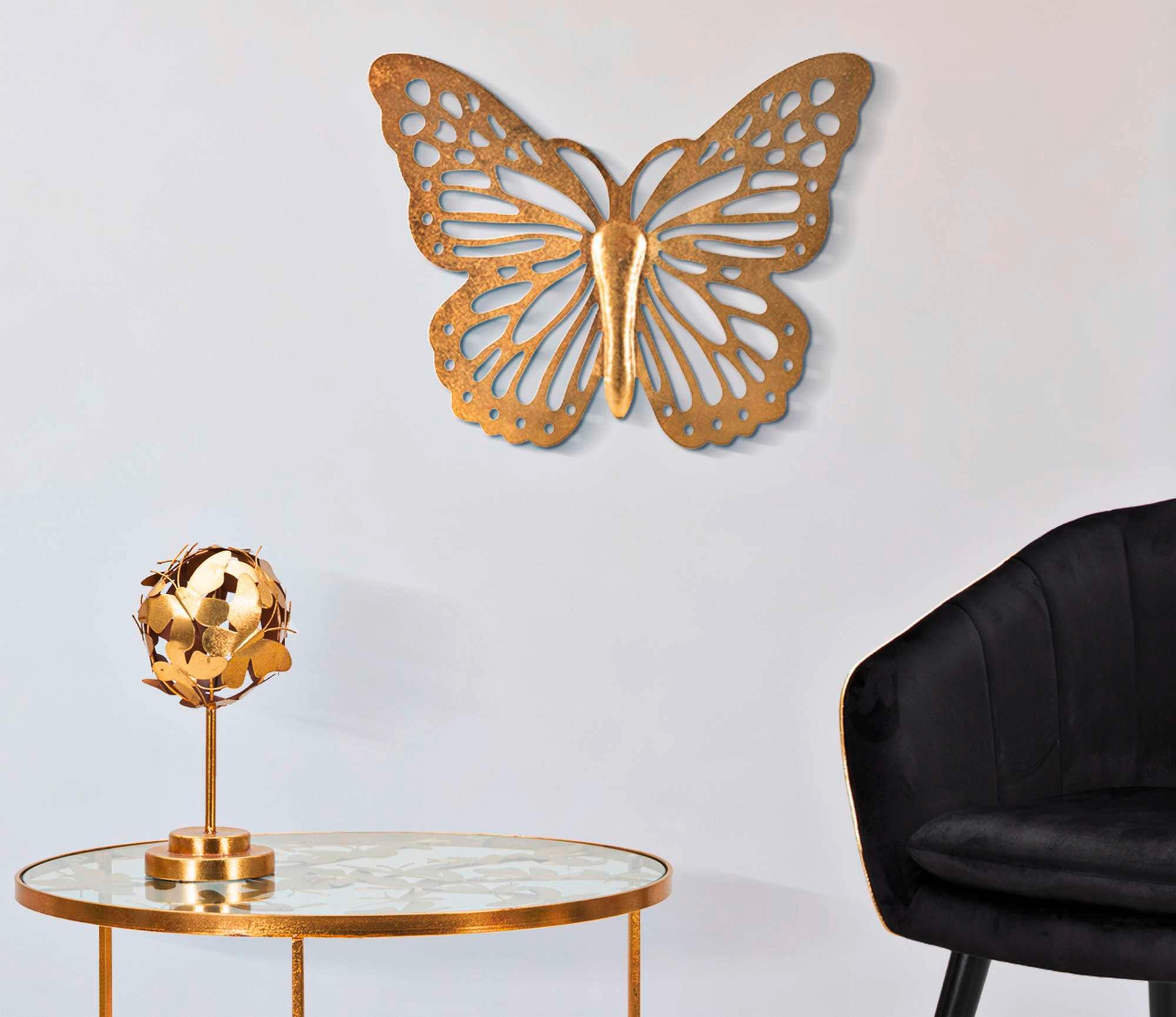 Wanddeko Butterfly Goldfarben B: 35 cm - Goldfarben, Basics, Metall (35/43/2cm)
