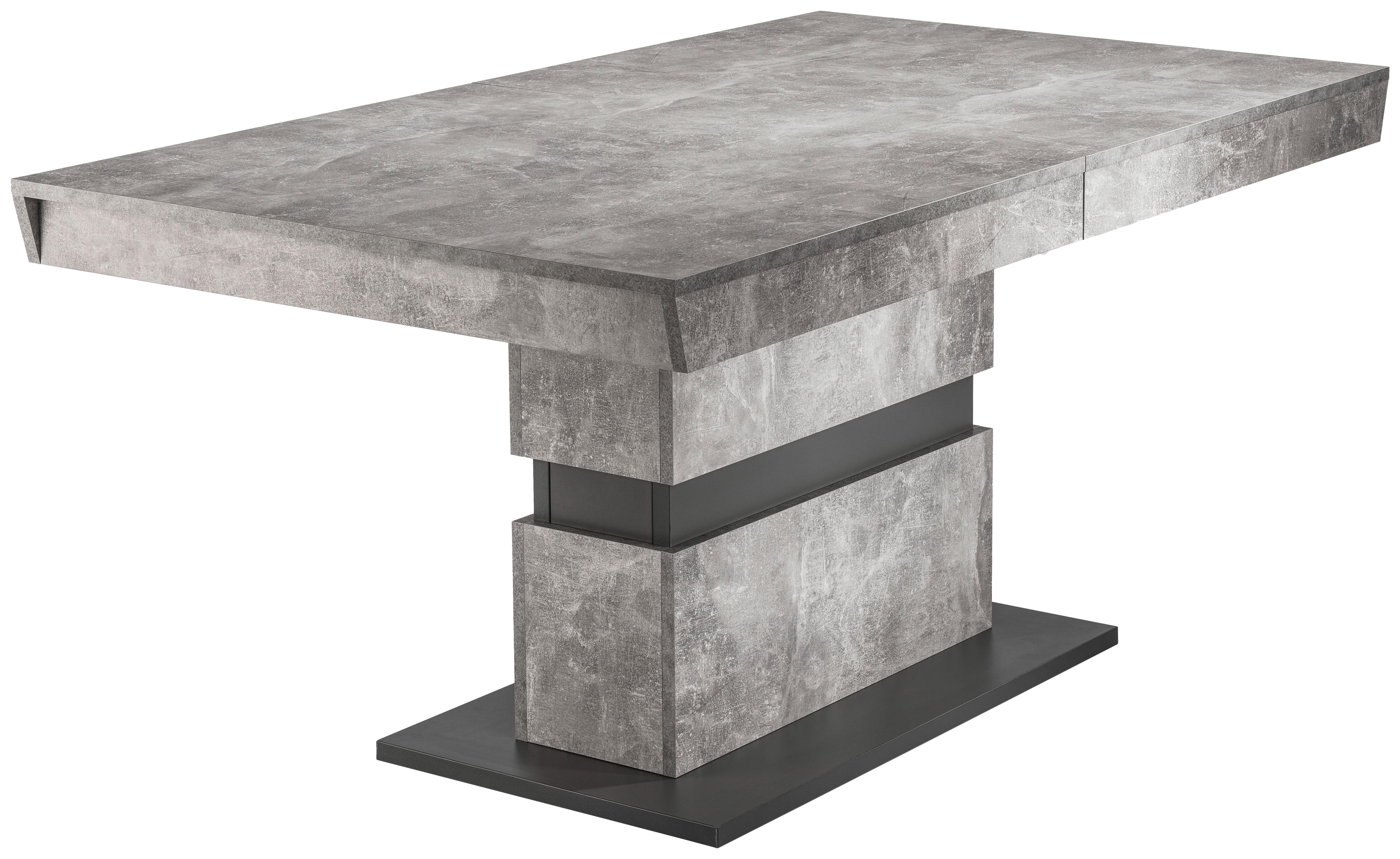 Esstisch ausziehbar Matthew 140-195x90 cm Grau Betonoptik - Dunkelgrau/Grau, MODERN, Holzwerkstoff (140/90/75cm) - MID.YOU