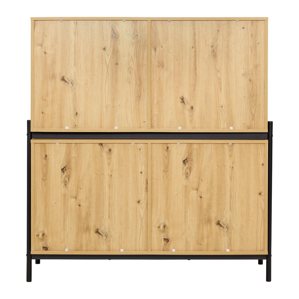 Široká komoda JASMINA farby dubu - čierna/farba duba, Modern, kov/drevo (118/131/41,5cm) - Bessagi Home