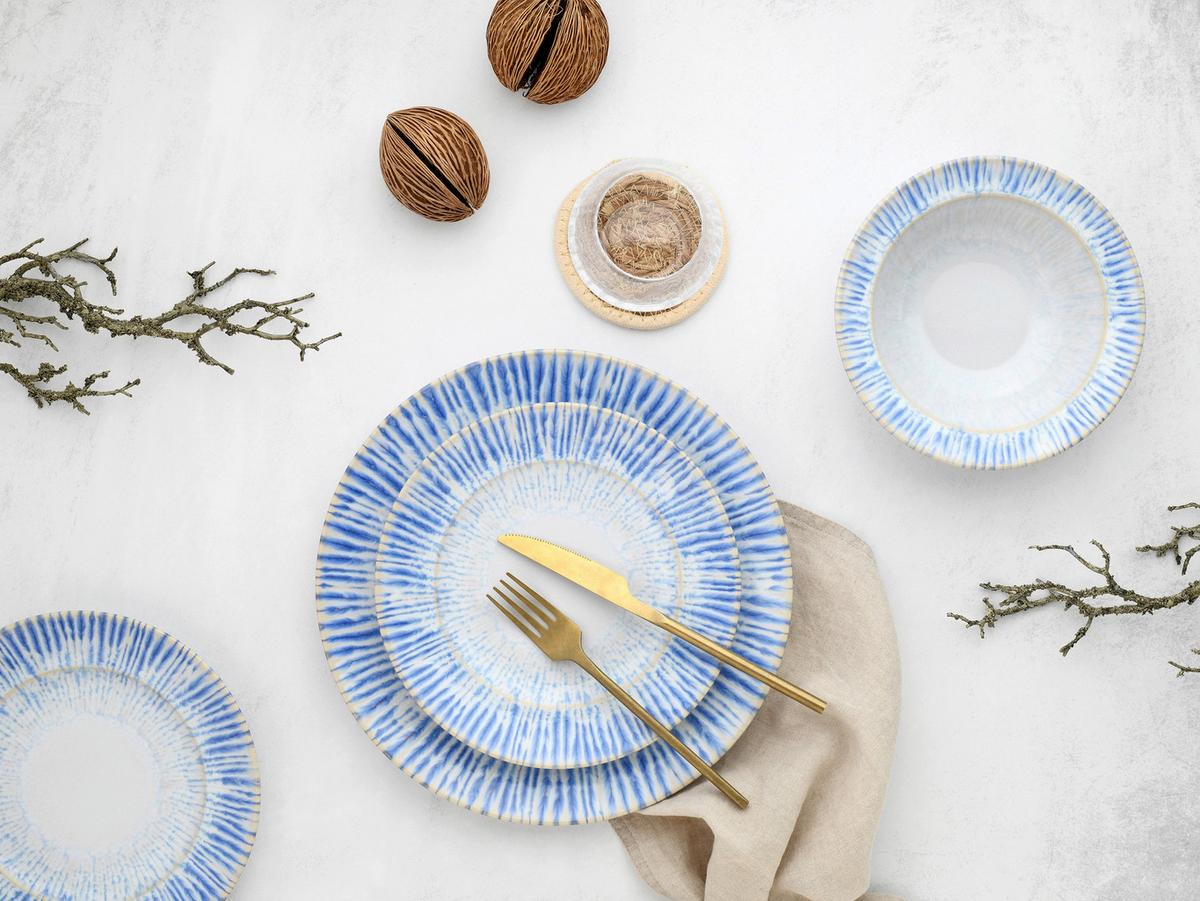 Tafelservice Summertime Weiß Hellblau - Weiß/Hellblau, Design, Keramik - Creatable