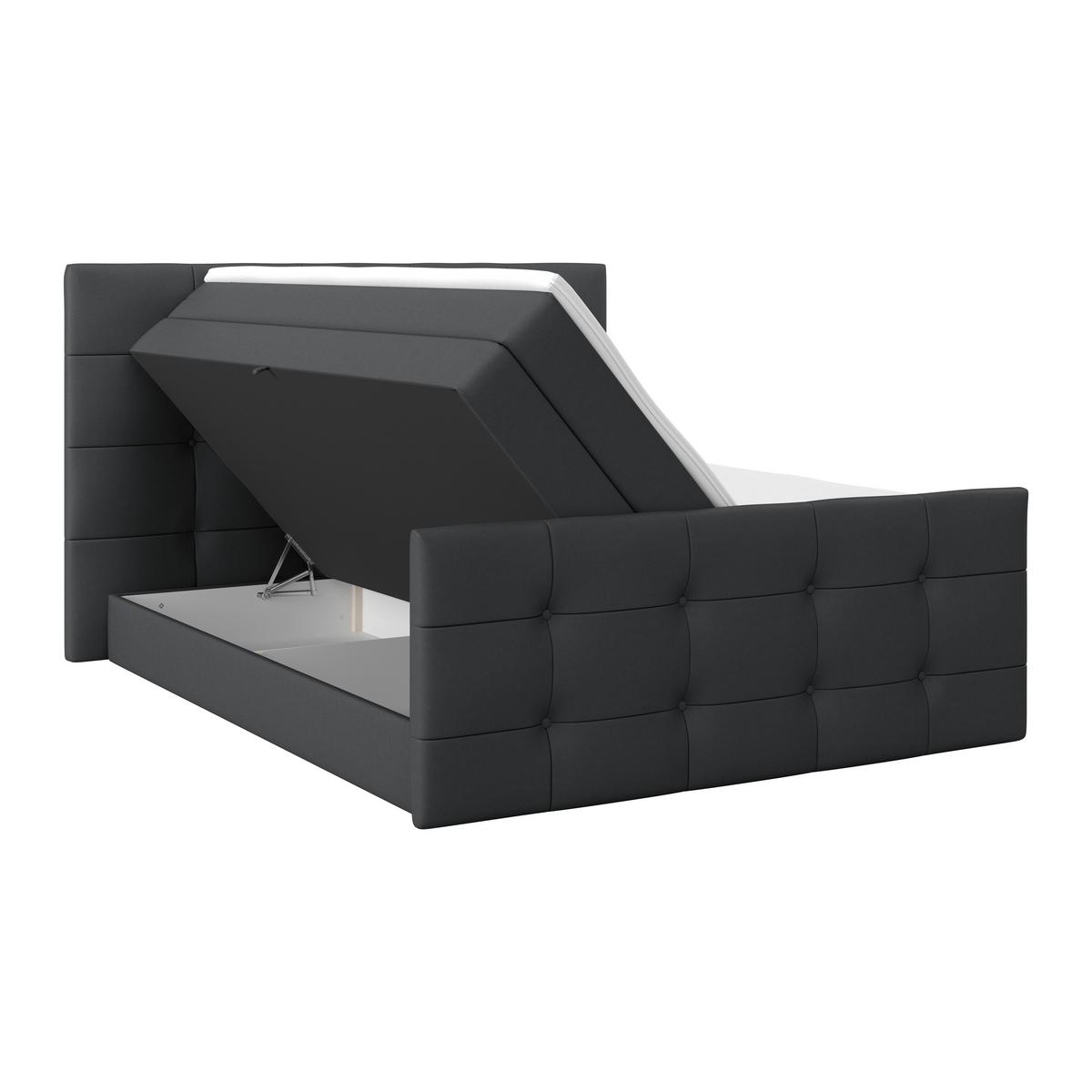 Boxspringbett Josie 160 - Dunkelgrau/Schwarz, MODERN, Holz/Holzwerkstoff (160/200cm)