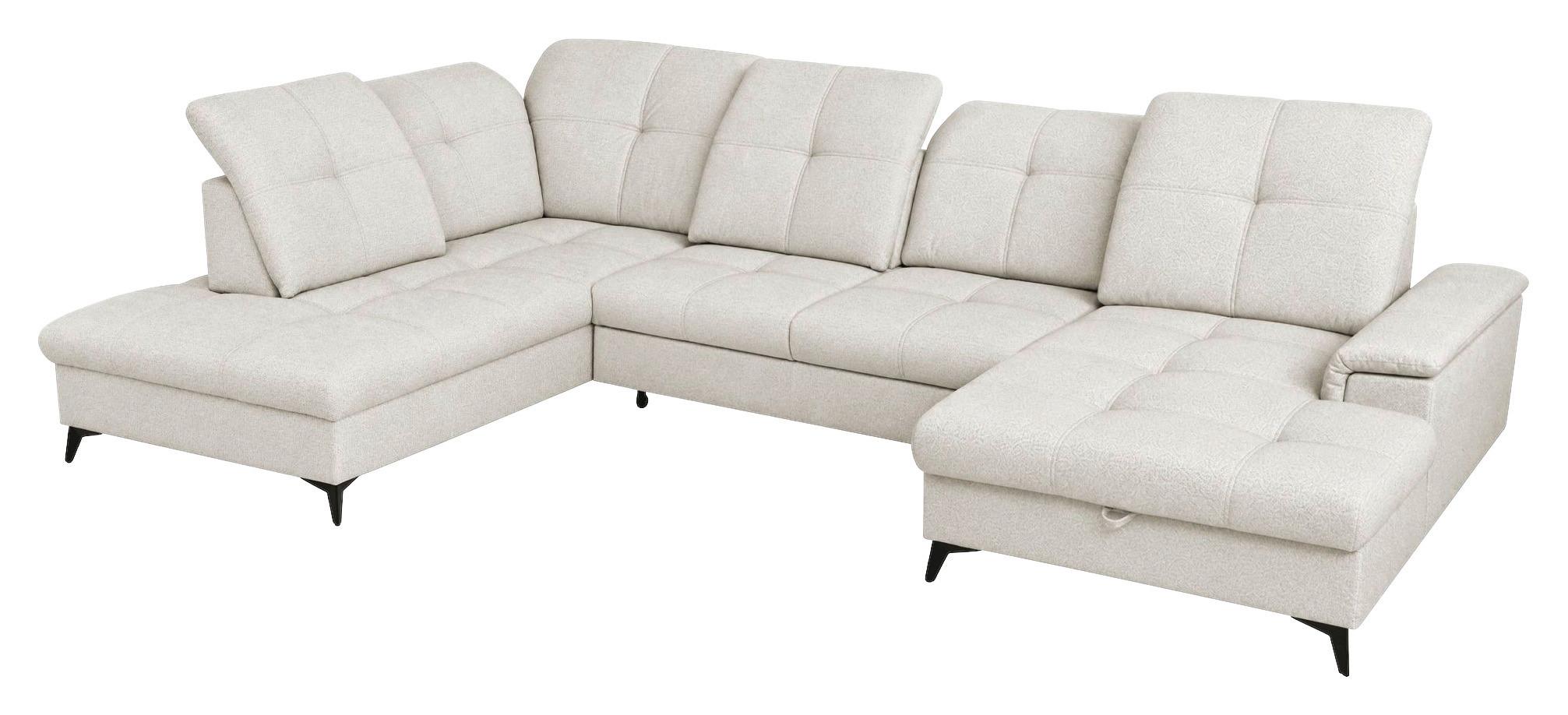 Sedacia súprava SIERRA, ľavá, béžová ženilka - čierna/béžová, Modern, kov/textil (230/364/181cm)