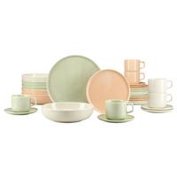 Kombiservice 30-Teilig. Porzellan, multicolor - Salbeigrün/Creme, Basics, Keramik - Creatable