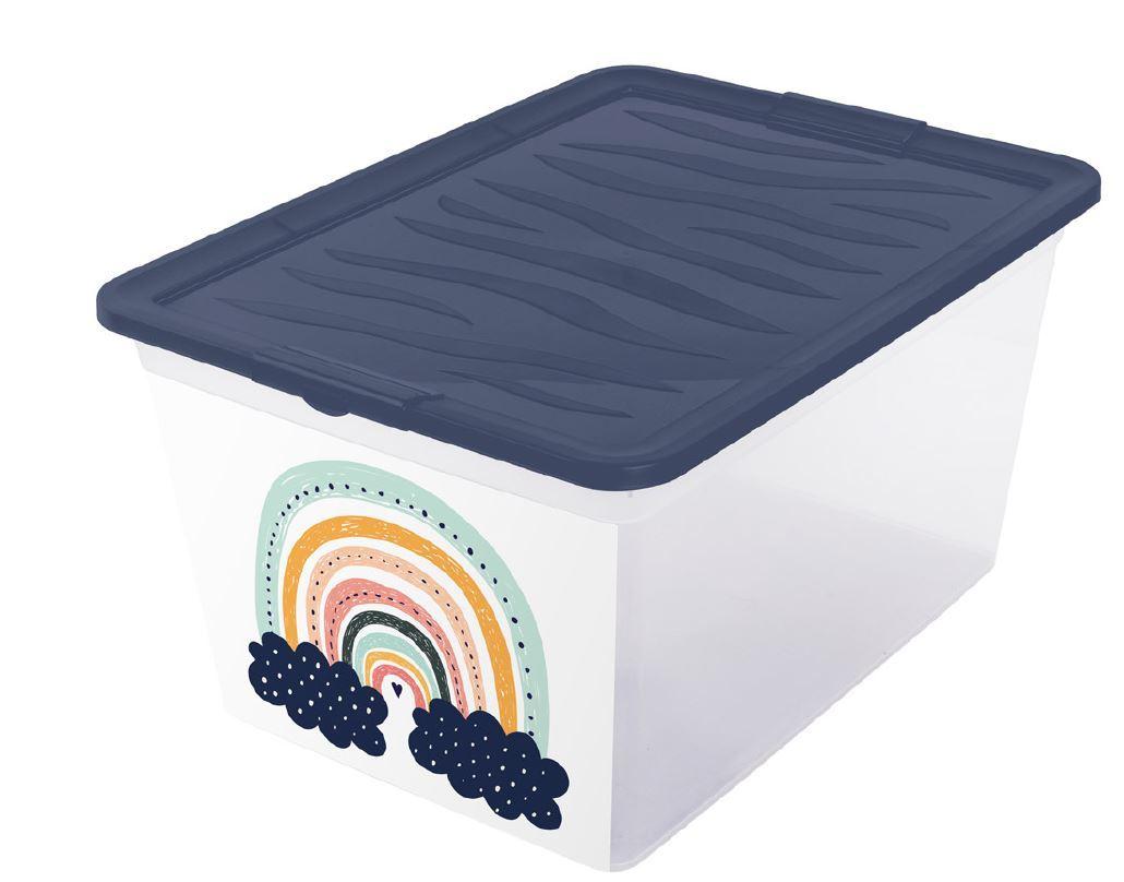 Aufbewahrungsbox Regenbogen mit Deckel 38,4x19,9x28,3 cm - Klar/Gelb, KONVENTIONELL, Kunststoff (38,4/19,9/28,3cm)