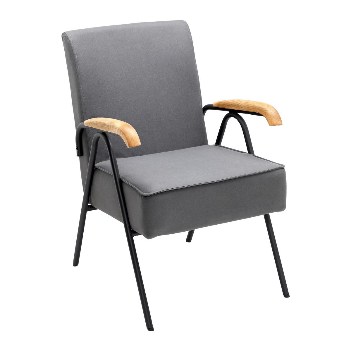 Retro křeslo Nati šedé - šedá/černá, Moderní, kov/dřevo (52/79/66cm) - Bessagi Home