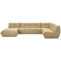 Wohnlandschaft Giselle Beige Lederlook - Beige, Trend, Textil (185/390/210cm) - Livetastic