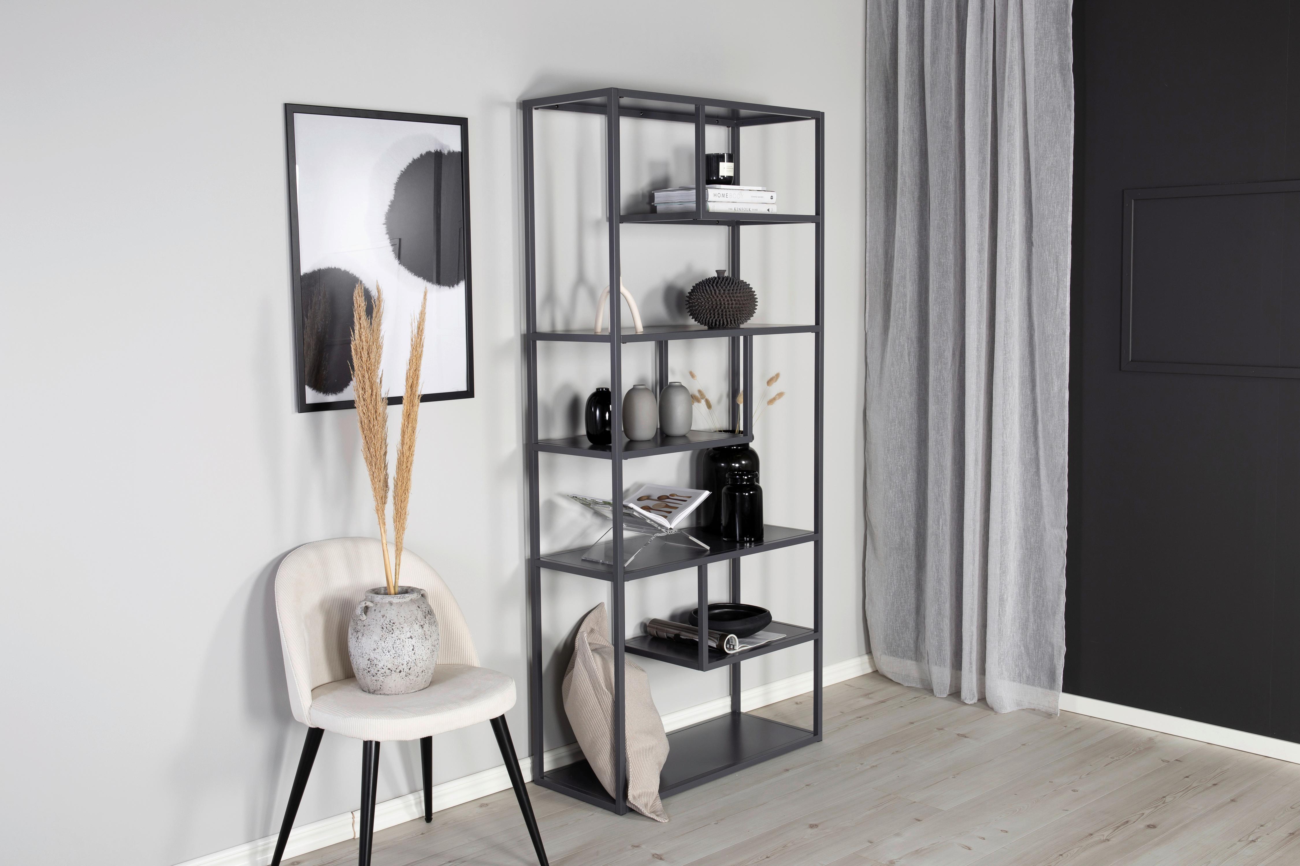 Bücherwand Staal - Hellgrau, Design, Metall (85/188/35cm) - Livetastic