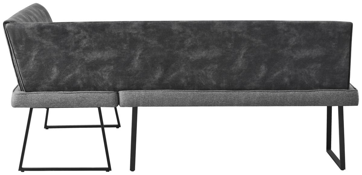 Eckbank Rab Dunkelgrau Eisen Schwarz, 205x155 cm - Dunkelgrau/Schwarz, KONVENTIONELL, Holz/Textil (205/155/89/62cm) - MID.YOU