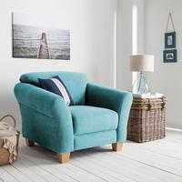 Sessel Gotland petrol Rücken echt, 101x84x89 cm - Petrol/Naturfarben, KONVENTIONELL, Textil (101/84/89cm) - Sit & More
