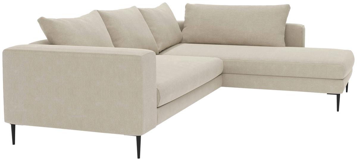 Ecksofa Aurora II - Beige/Schwarz, MODERN, Textil (295/210cm) - Trendmanufaktur