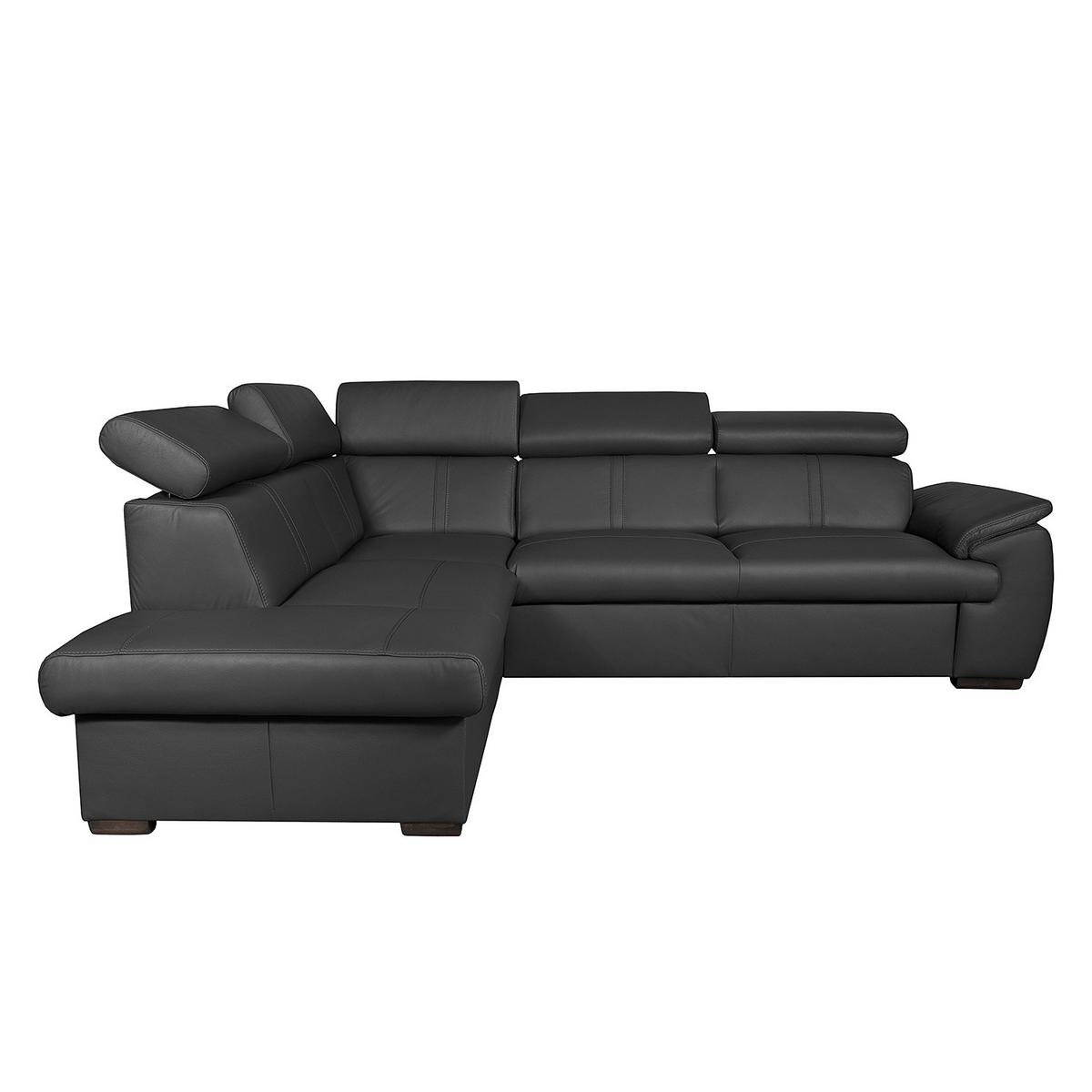 Ecksofa City Schwarz B: 211x265 Cm - Wengefarben/Schwarz, Design, Leder (211/265cm) - Livetastic