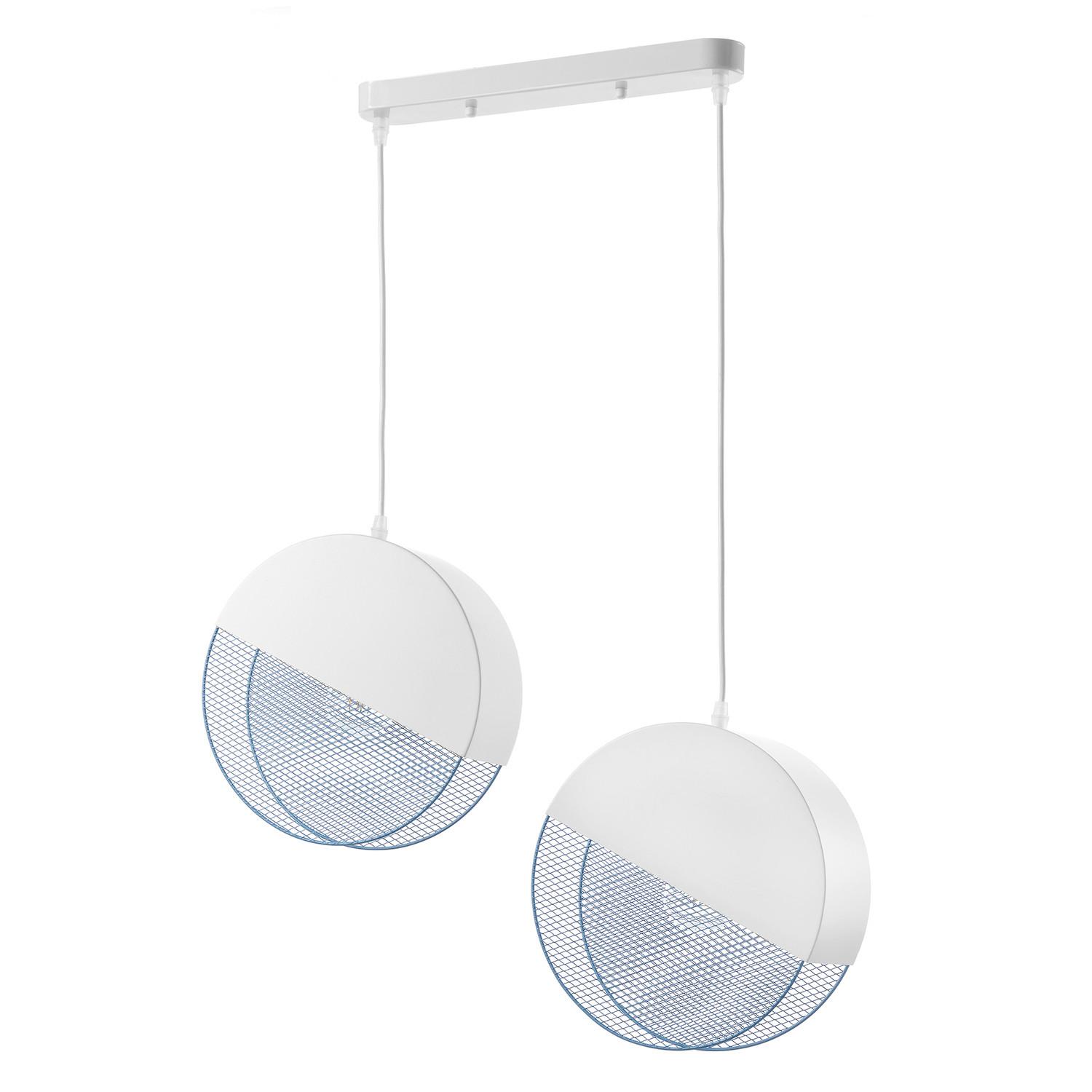 Hängeleuchte Azzurro Hellblau Weiß Hg L: 60 cm - Weiß Hochglanz/Hellblau, Basics, Metall (60/13/100cm)