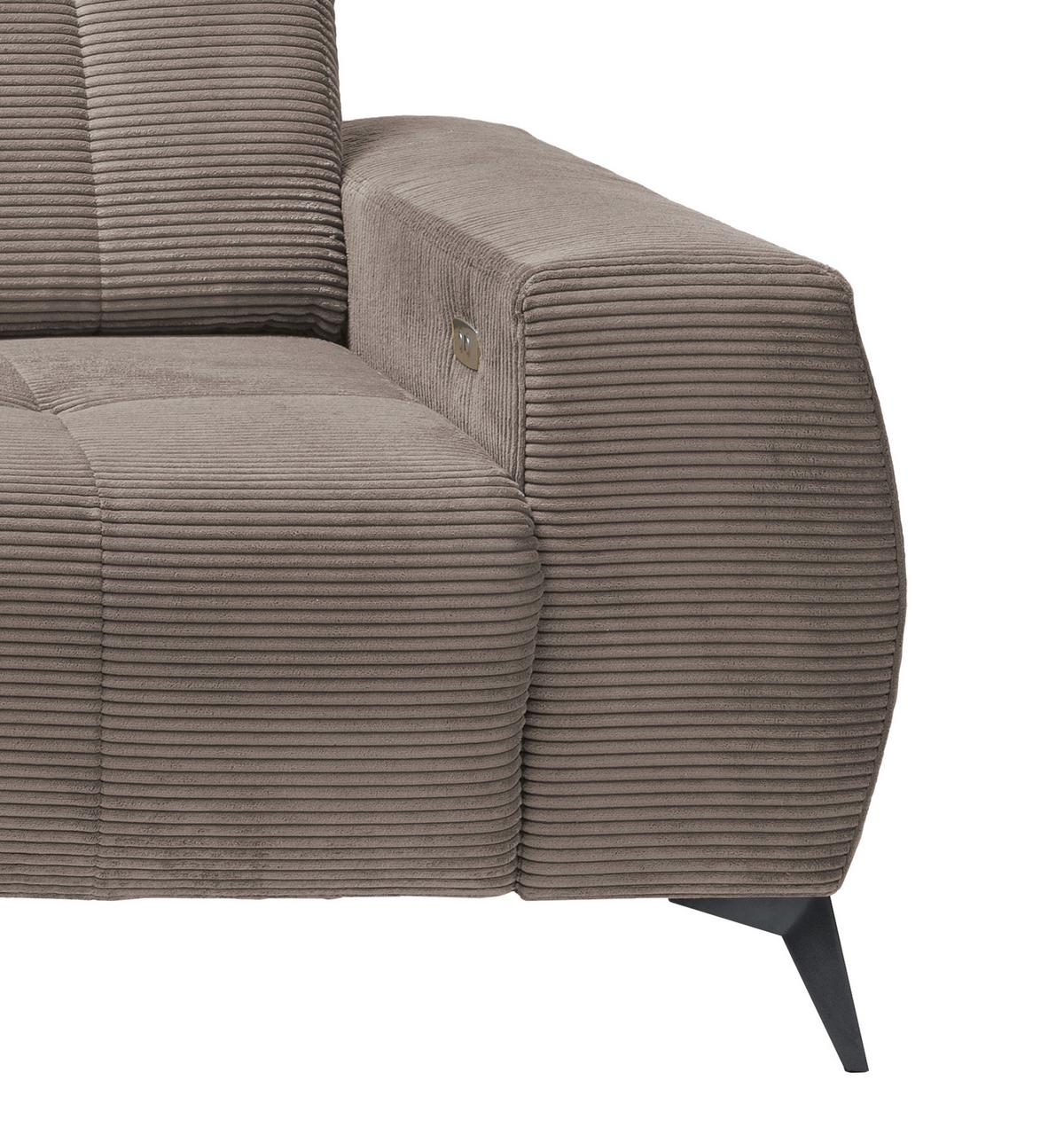 Ecksofa Mit Usb Anschluss Sano, Graubraun, S: 180x258 Cm - Graubraun/Schwarz, MODERN, Textil (180/258cm) - Livetastic