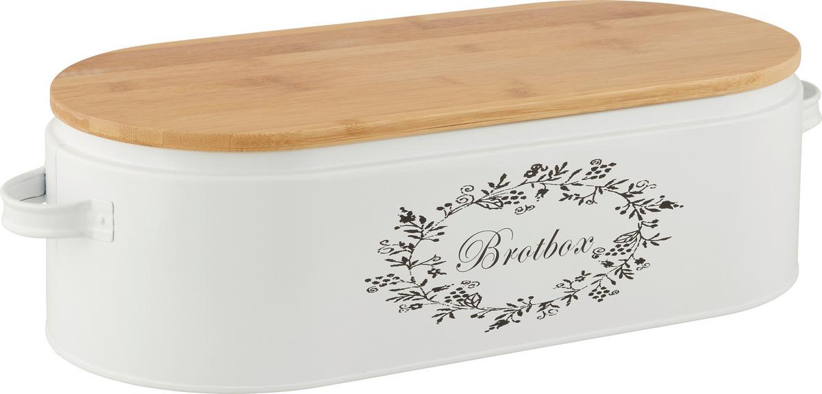 BOX NA CHLIEB Lore - biela/prírodná farba, Romantik / Landhaus, kov/drevo (43,5/20,5/13cm) - Zandiara