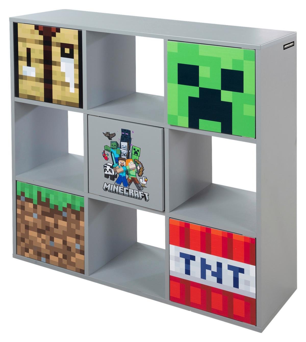 Regal Minecraft - Multicolor/Grau, MODERN, Holzwerkstoff (90/90/30cm) - Minecraft