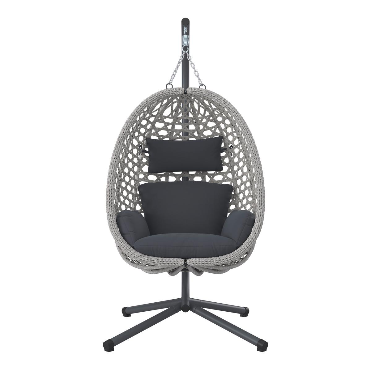 Függőfotel Tiffany - sötétszürke, Modern, műanyag/textil (94/197/68cm) - Beldano