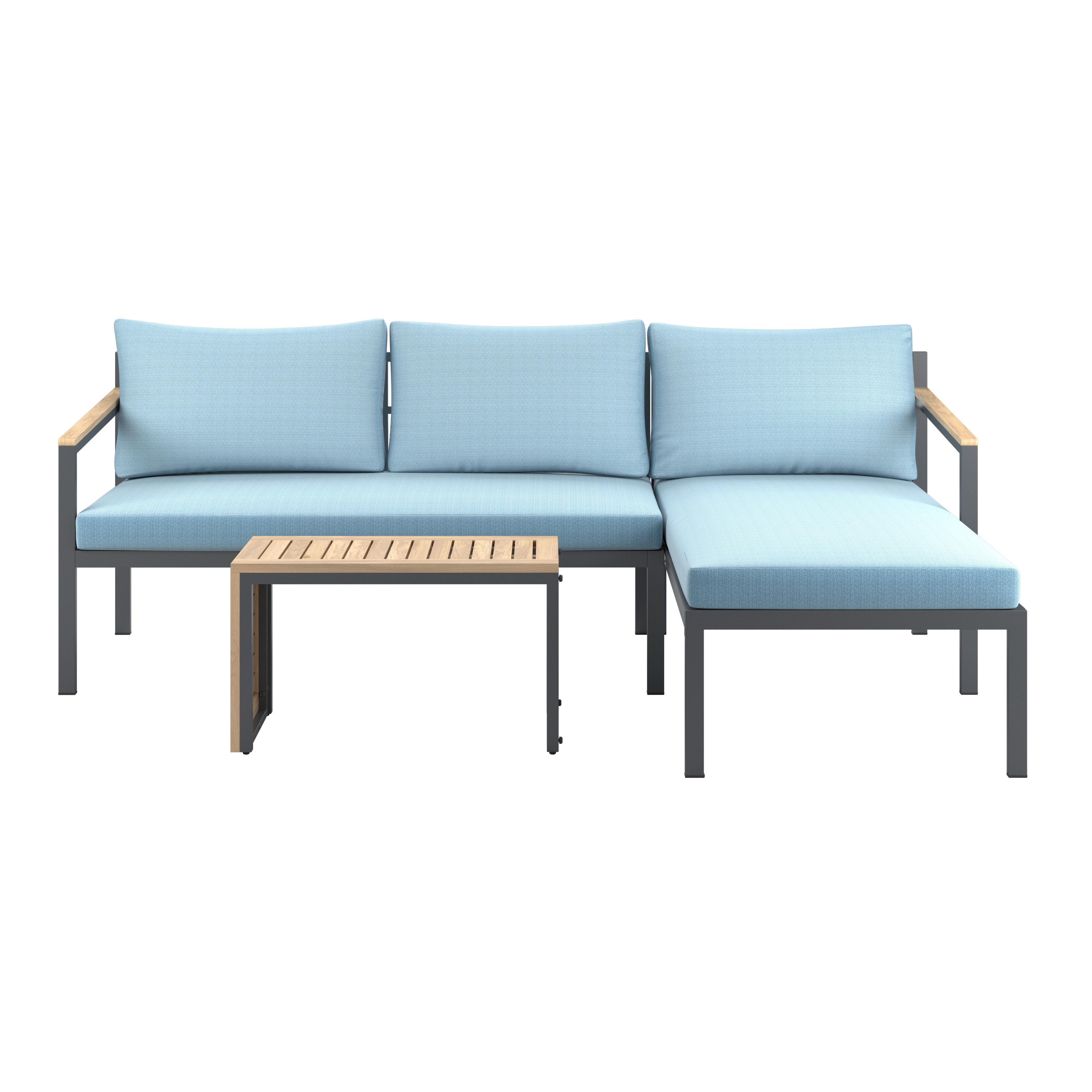 Loungegarnitur Mauri - Anthrazit/Weiß, MODERN, Holz/Textil (219/142cm) - Beldano