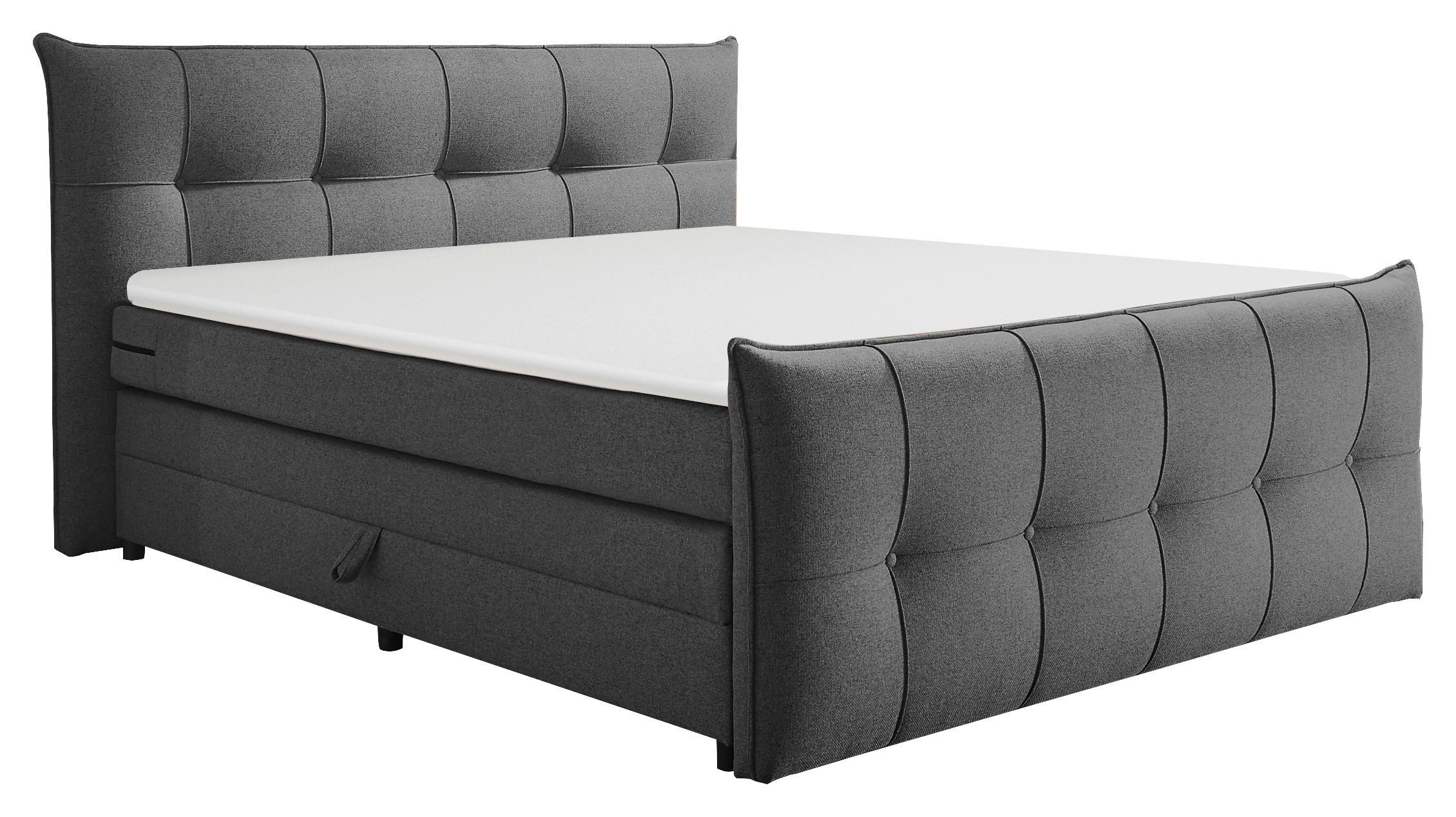 Boxspringbett Manchester 6 - Anthrazit/Schwarz, MODERN, Holzwerkstoff/Textil (160/200cm) - MID.YOU