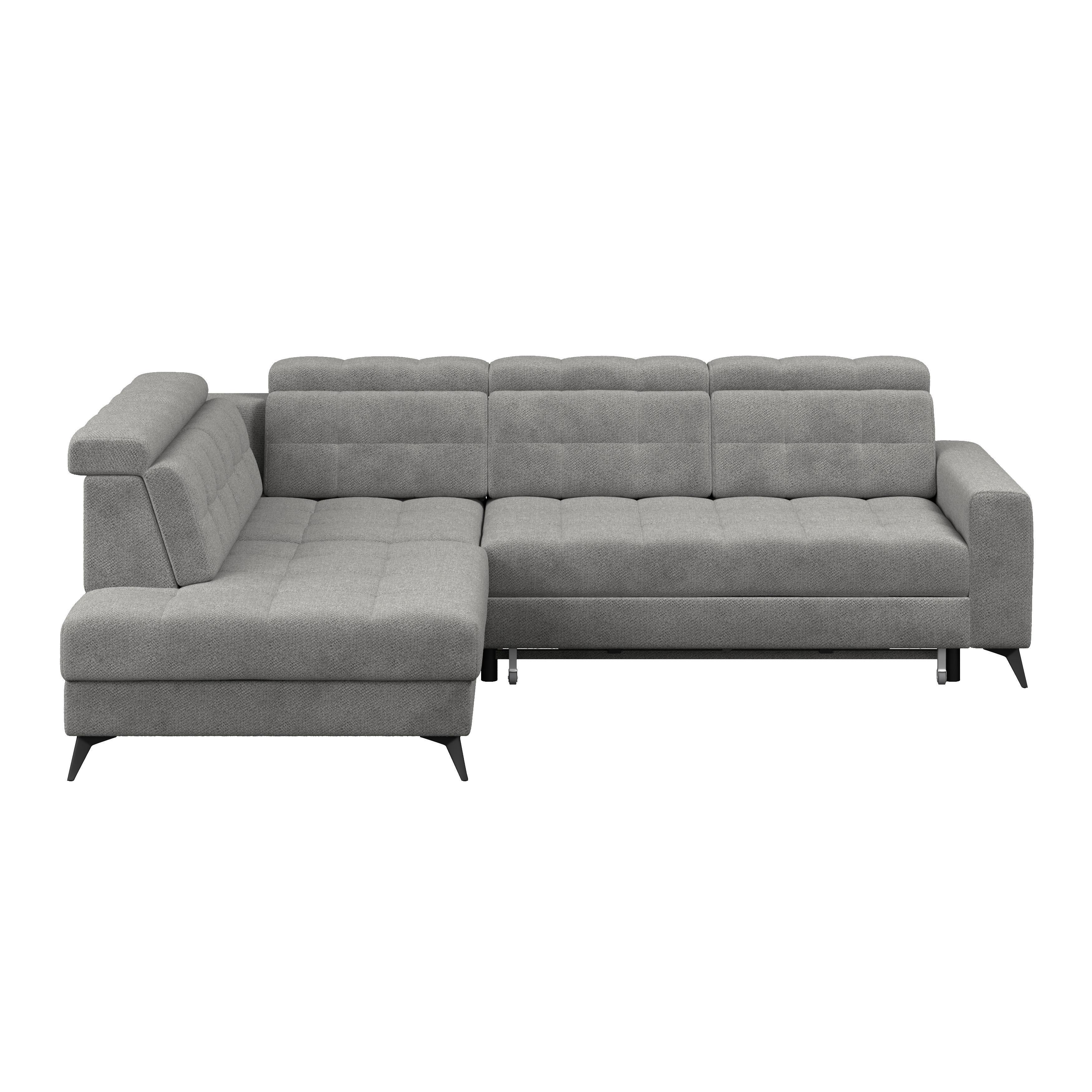 Ecksofa Barletta new Veloaurs dunkelgrau, 228x289cm - Dunkelgrau/Schwarz, ROMANTIK / LANDHAUS, Textil (228/289cm) - Luca Bessoni