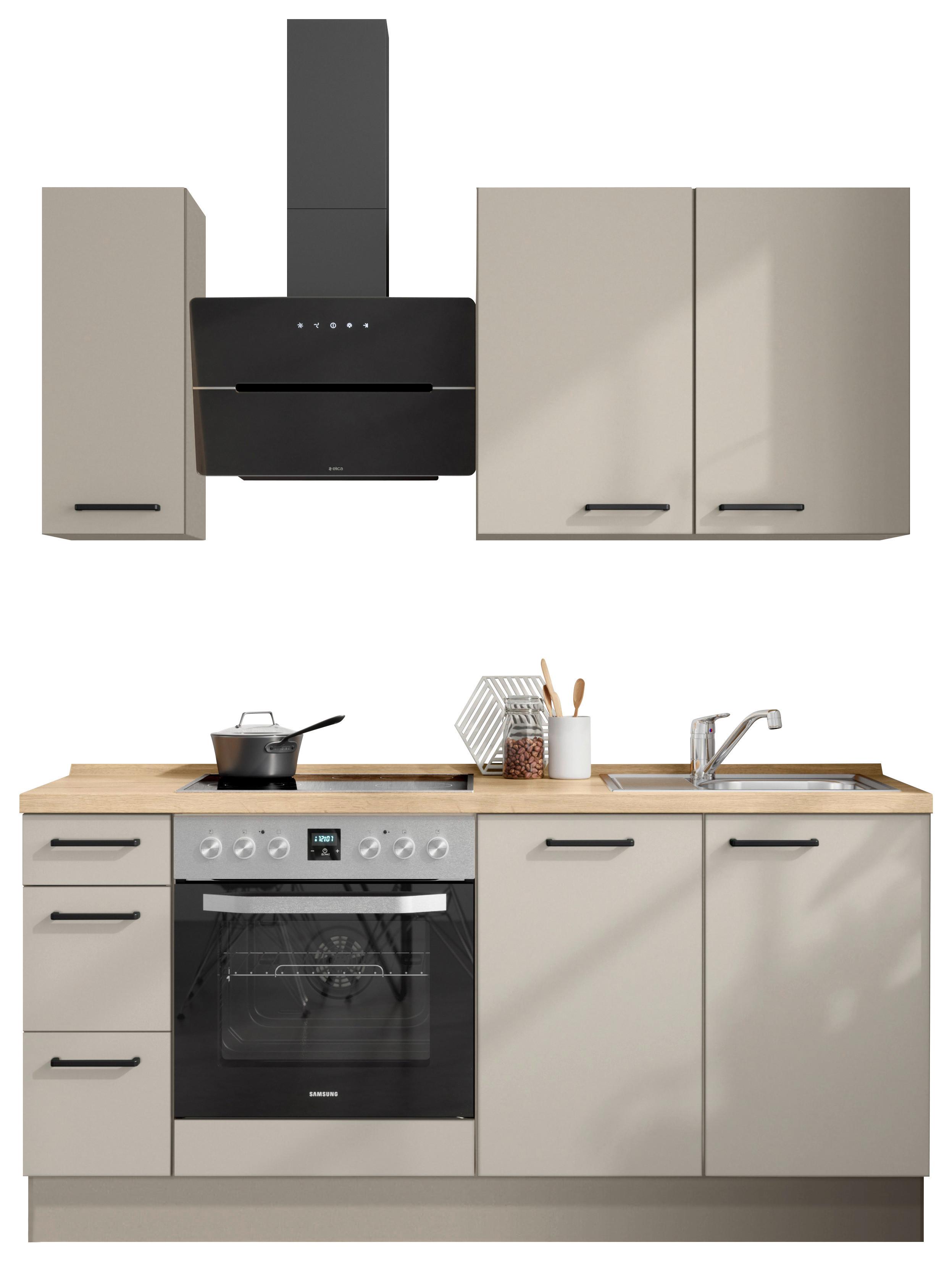 Küchenleerblock Easytouch High-Line, H1 Links - Sandfarben/Eichefarben, MODERN, Holzwerkstoff (180cm) - Nobilia