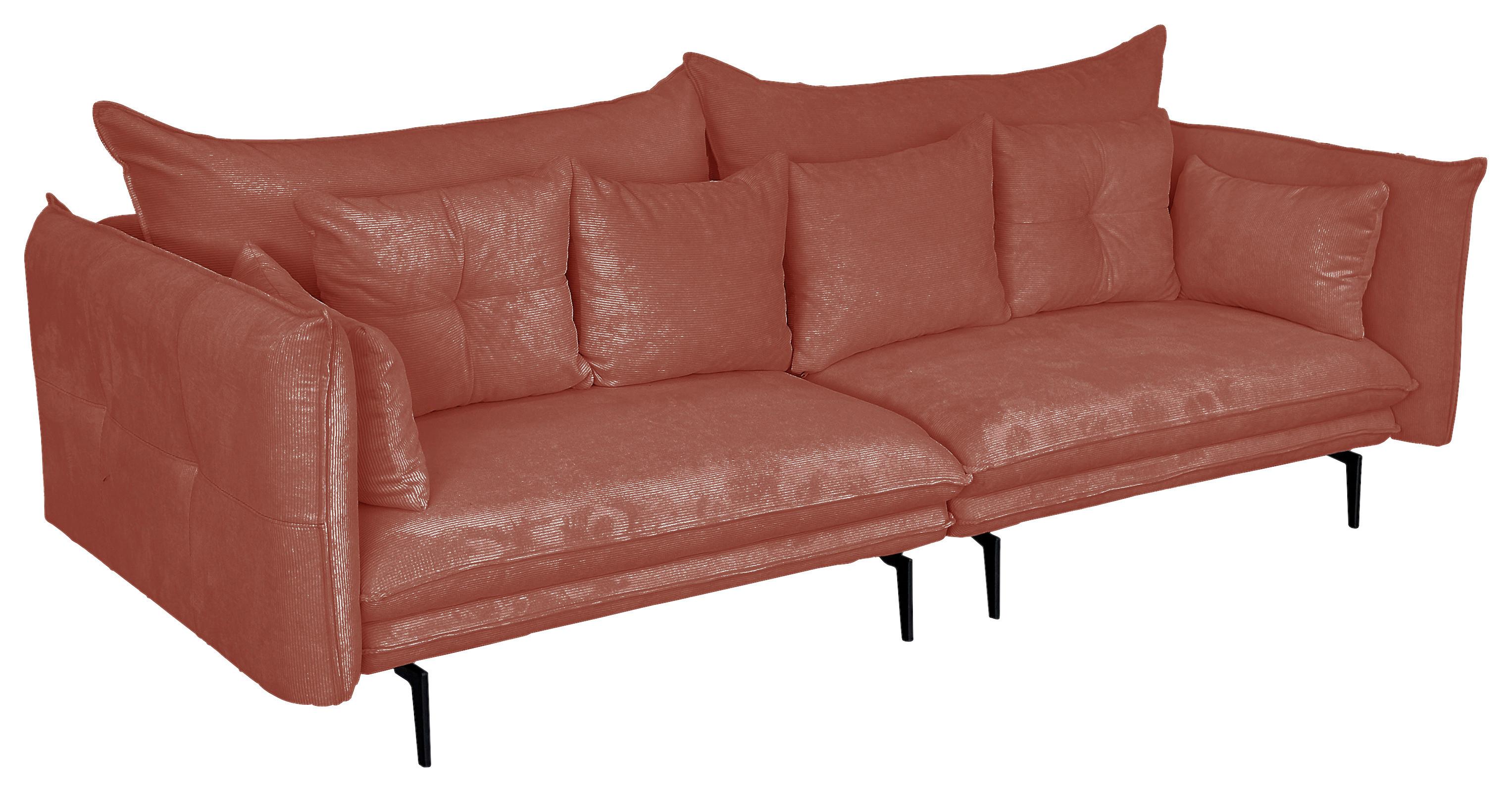 2-sitzer-sofa Sing Koralle Cord B: 262 Cm - Koralle/Schwarz, Design, Textil (262/91/115cm) - MID.YOU