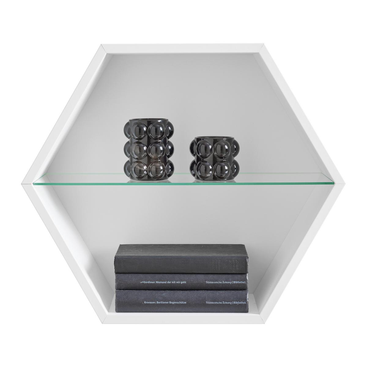 NÁSTENNÝ REGÁL EDGE -EXKLUSIV- - biela, Modern, kompozitné drevo (51/44/19cm) - Mömax