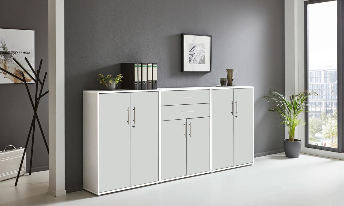 Aktenschrank Office Edition Weiß B: 253,2cm - Weiß, MODERN, Holzwerkstoff (253,2/113,6/33cm) - MID.YOU