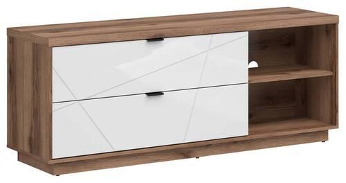 Lowboard Forn TV Stand - Eichefarben/Weiß Hochglanz, Design, Holzwerkstoff (156/61/42,5cm)