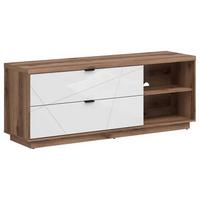 Lowboard Forn Tv Stand - Eichefarben/Weiß Hochglanz, Design, Holzwerkstoff (156/61/42,5cm)