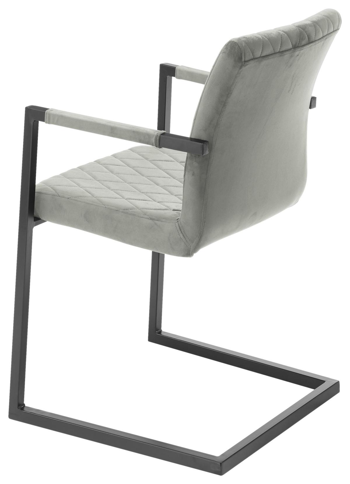 Schwingstuhl Kian Grau/Schwarz Gepolstert - Schwarz/Grau, MODERN, Textil/Metall (54/86/63cm) - MID.YOU
