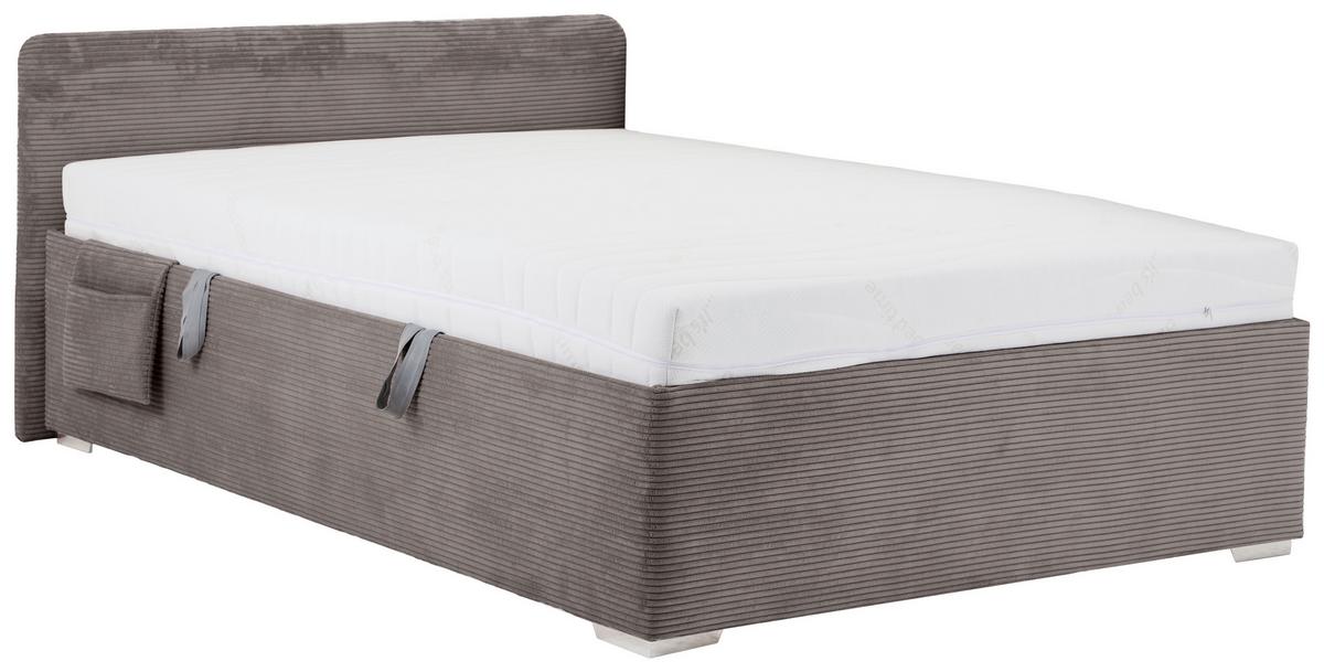 Posteľ Remi s bočnicami 140x200, poťah sivý - sivá/prírodná farba, Konventionell, drevo/textil (140/200cm)
