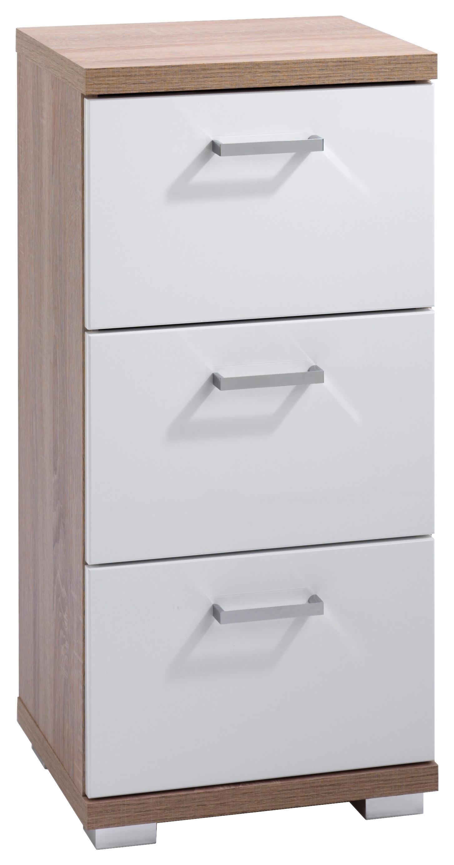 Unterschrank Nebraska B:35,5cm Sonoma Eiche - Chromfarben/Weiß, MODERN, Holzwerkstoff (35,5/74/31,5cm) - MID.YOU