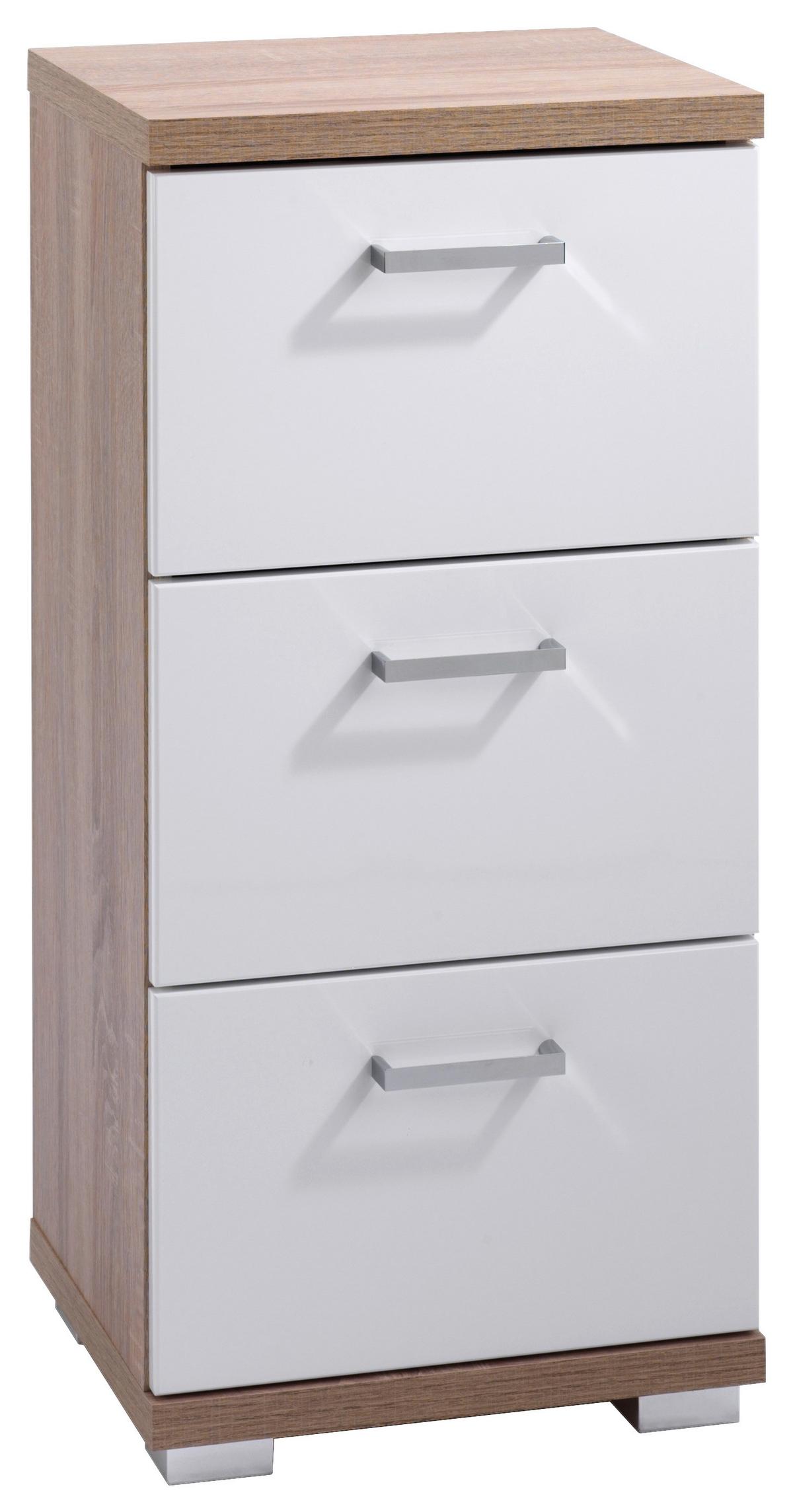 Unterschrank Nebraska B:35,5cm Sonoma Eiche - Chromfarben/Weiß, MODERN, Holzwerkstoff (35,5/74/31,5cm) - MID.YOU