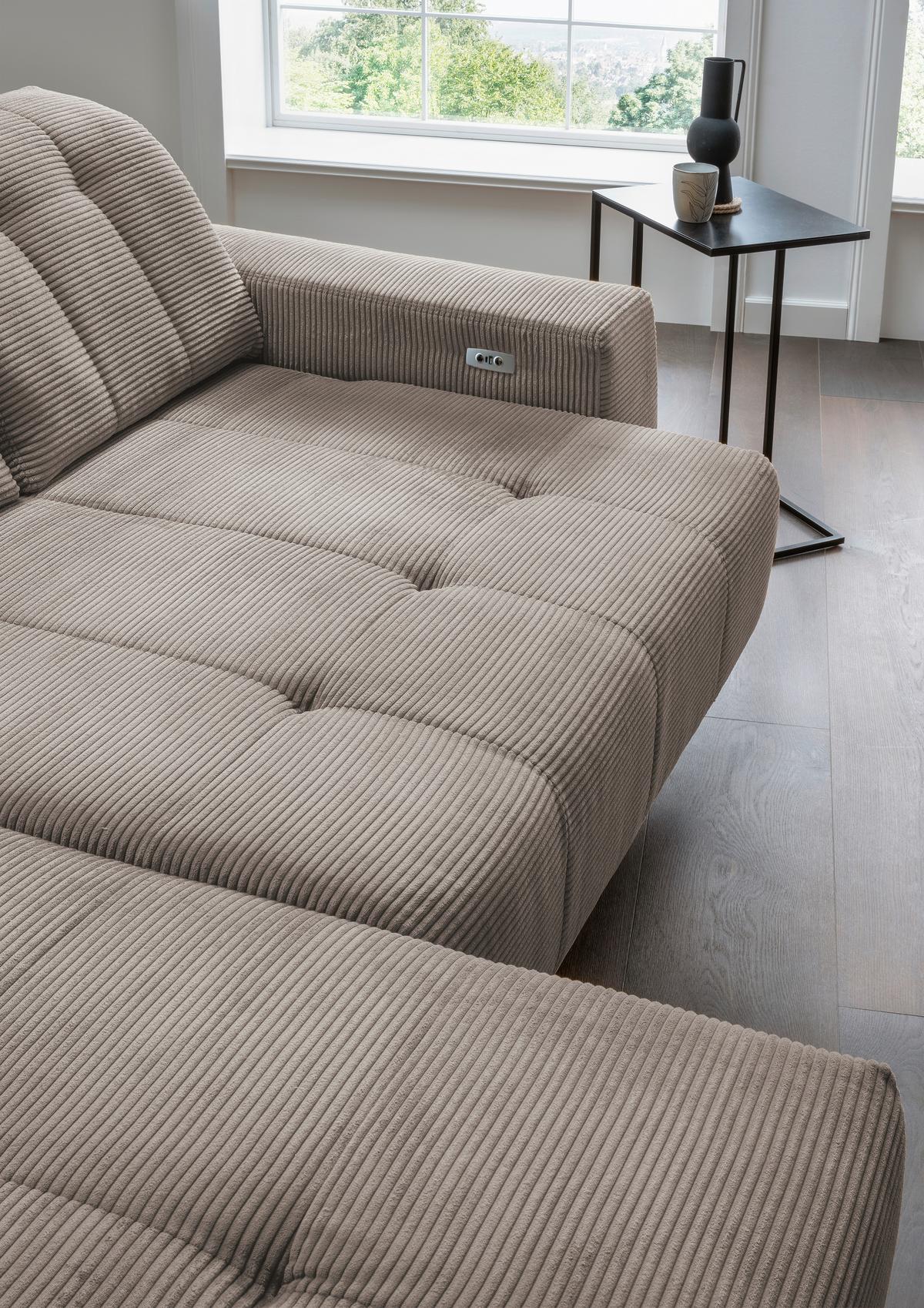 Ecksofa Mit Usb Anschluss Sano, Graubraun, S: 180x258 Cm - Graubraun/Schwarz, MODERN, Textil (180/258cm) - Livetastic