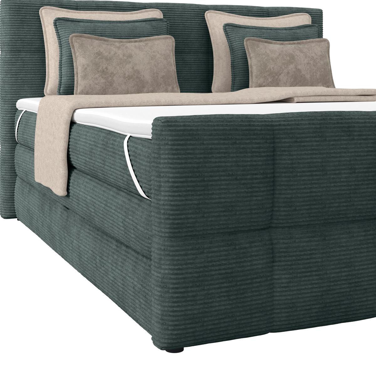 Boxspringbett mit Topper & Bettkasten180x200 Medino - Blaugrau, KONVENTIONELL, Holz/Holzwerkstoff (180/200cm)