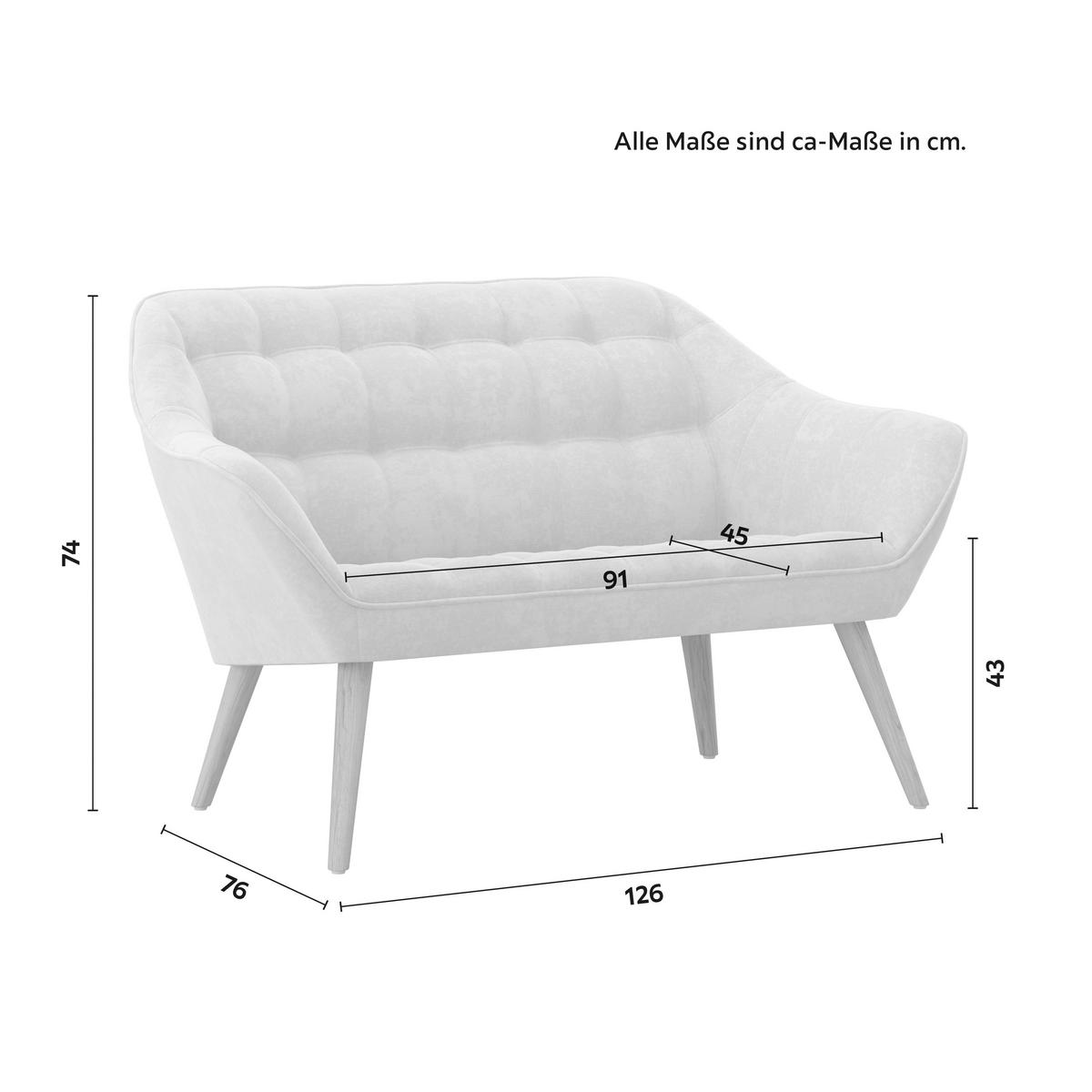 Dvoumístná pohovka MONIQUE, béžová - přírodní barvy/béžová, Moderní, kov/dřevo (126/74/76cm) - Bessagi Home