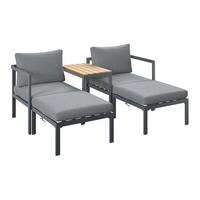 Loungegarnitur Basel - Dunkelgrau/Naturfarben, MODERN, Kunststoff/Textil - Beldano