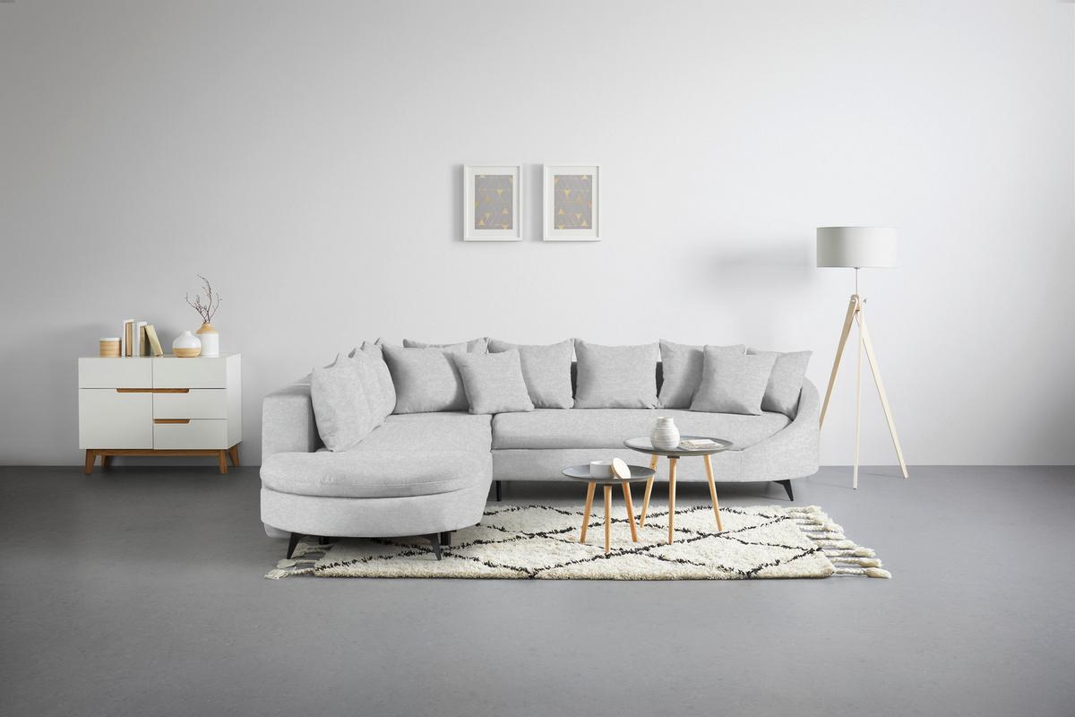 Rohová sedačka AXEL, levá, stříbrná žinylka - barvy stříbra/černá, Moderní, kov/textil (250/291cm) - Mömax