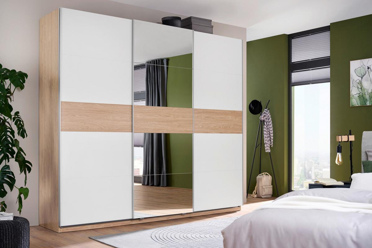 Schwebetürenschrank Unit - Eichefarben/Weiß, KONVENTIONELL, Holzwerkstoff (273/242/58cm) - Ondega