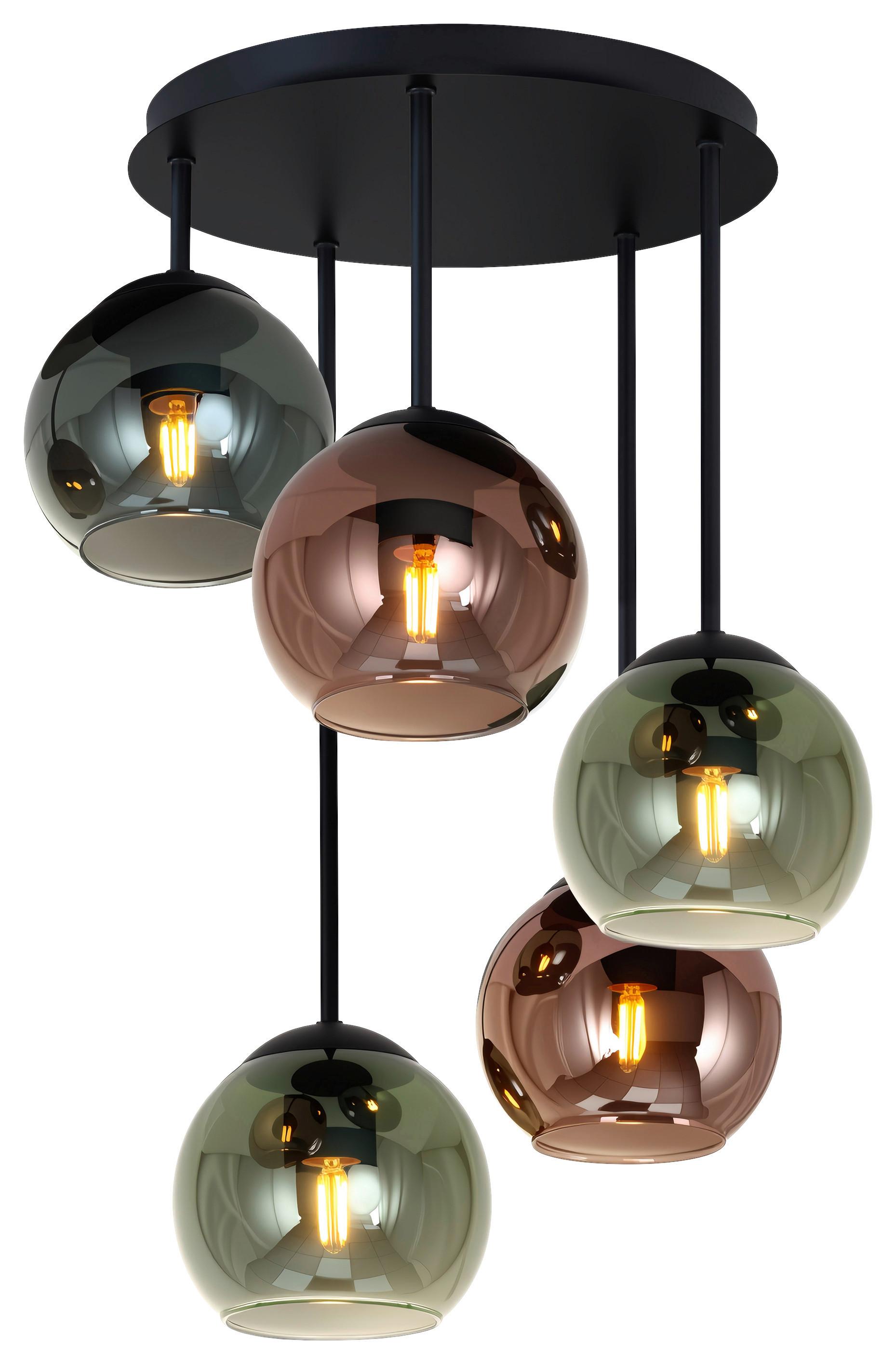 STROPNÉ SVIETIDLO GREN - modrá/čierna, Modern, kov/sklo (42/58,8cm) - Mömax